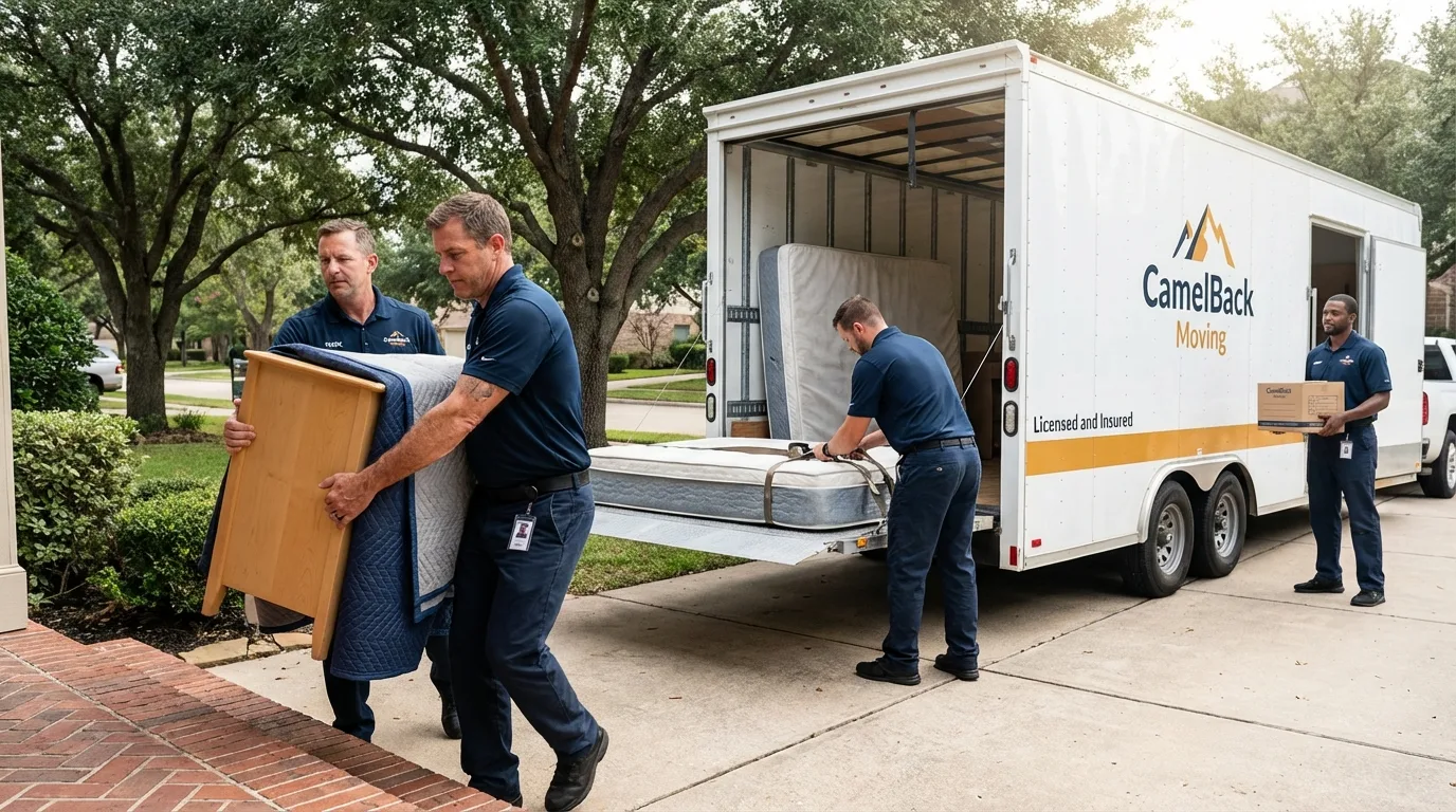 Crew loading residential truck for cross-state move from Hurricane, WV